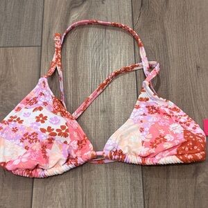 Xhilaration Pink and Red Floral Bikini Top